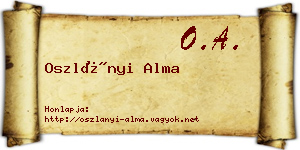 Oszlányi Alma névjegykártya